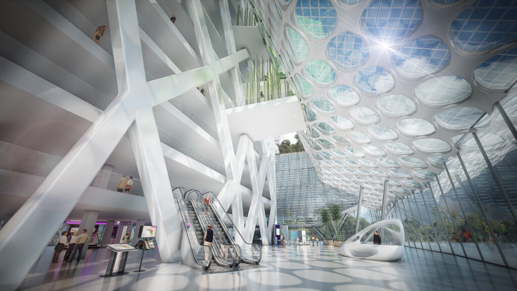 Render Innovationstower Innenraum.